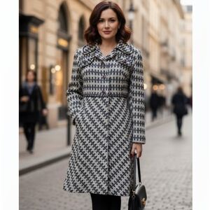 Vintage Mod 60's Canadian Diamond Swing Line Tweed Coat SZ XS/S